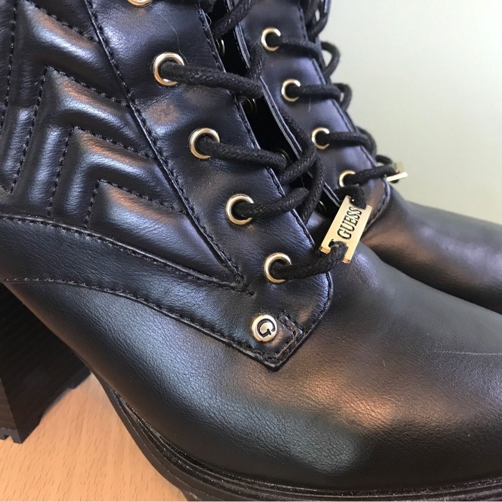 GUESS Manners Platform Heel Lace-Up Boots (9) - Picture 6 of 13